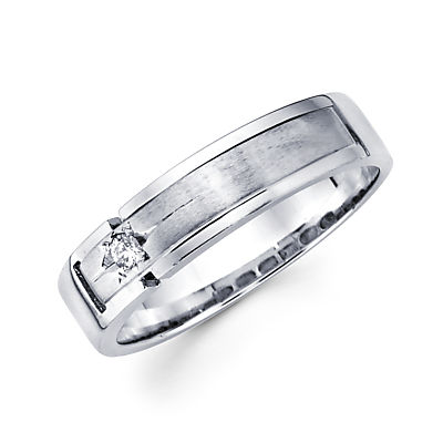 Mens Wedding Band White Gold on 14k White Gold Mens Diamond Wedding Ring Band  05ct New