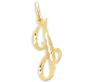 14k Yellow Gold Initial Letter J Pendant  