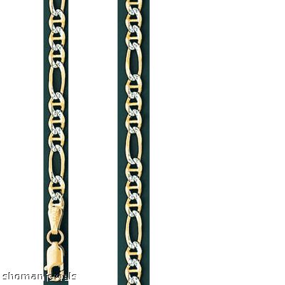 14k Gold Figaro Gucci Figarucci Pave Chain 3.1mm 24  