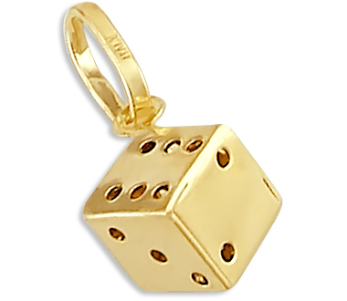 14k Yellow Gold Small Dice Charm Pendant Craps New  