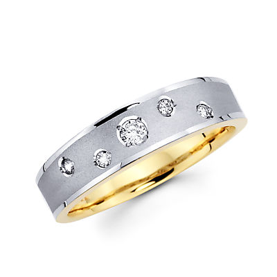 14k Two Tone Trio 3 Three Ring Diamond His and Hers Set  